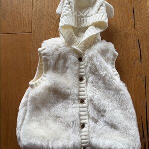 Mayoral Ivory Furry Kids Vest with Ears
